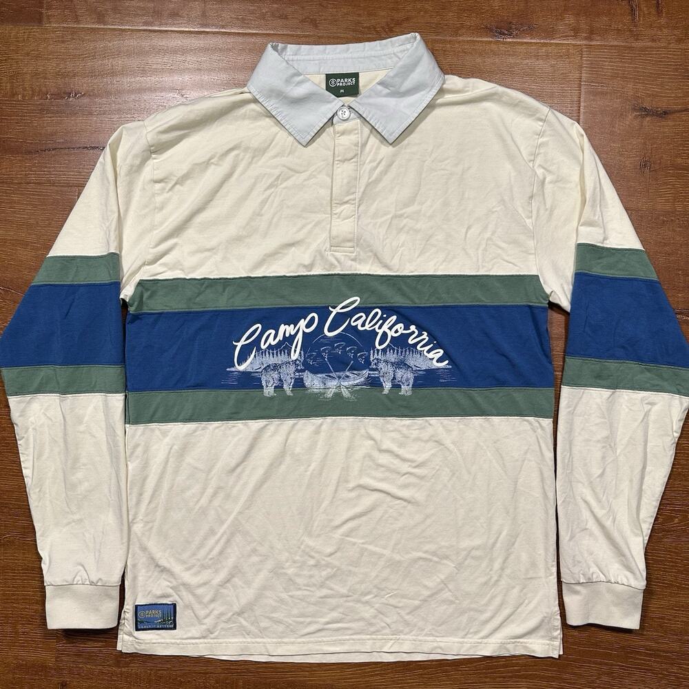 Parks Project Rugby Polo Shirt M Long Sleeve Lightweight Camp California Retro